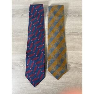 Vintage Giorgio Armani Silk Tie Lot (2) Wearable Art 100% Silk Made in Italy EUC